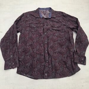 Moonshine Spirit Brad Paisley Shirt Men's XXL Regular Fit Snap Western Maroon